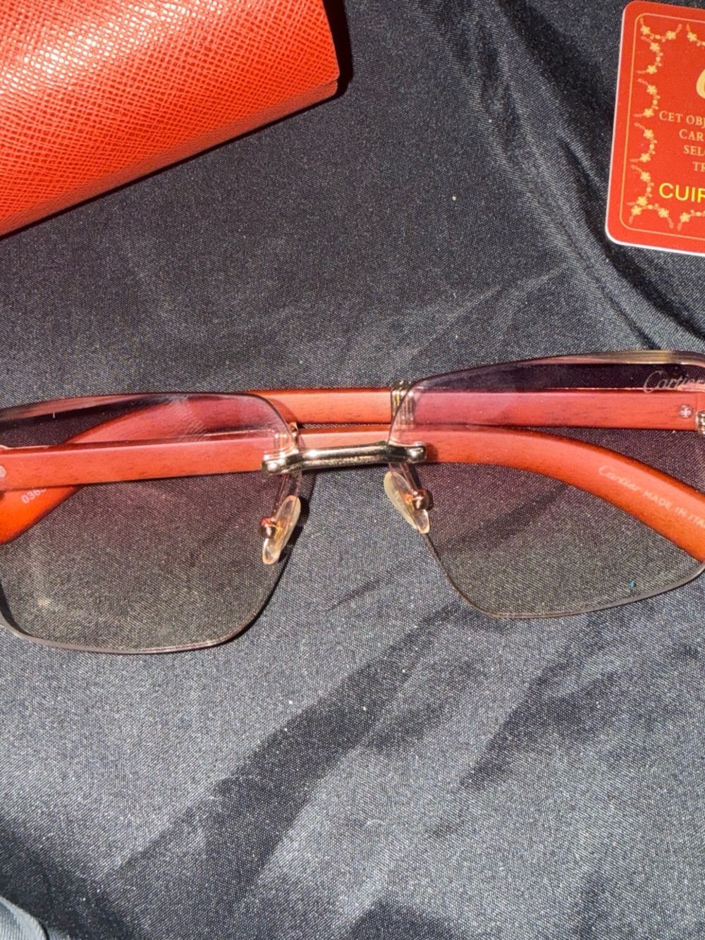 Cartier Red Men’s Sunglasses with Gradient Lenses